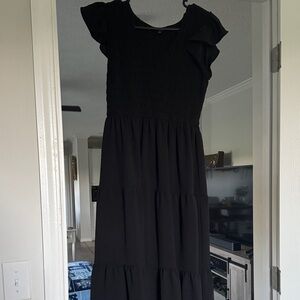 Blu Pepper Black Maxi Dress with Flutter Sleeves